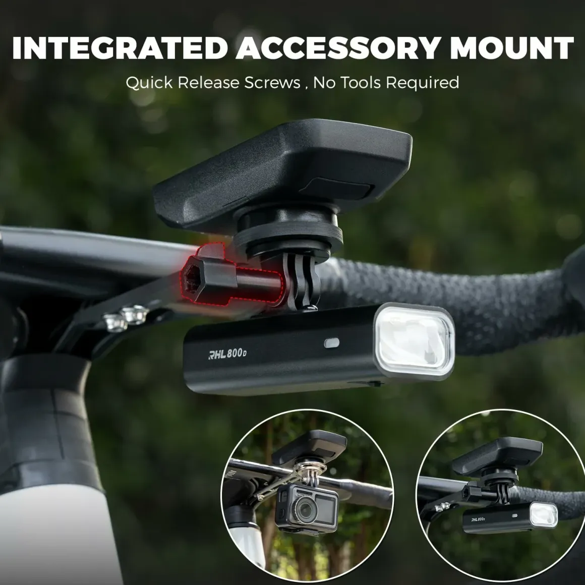 ROCKBROS Bike Aluminum Computer Mount compatible with Garmin, Wahoo, Bryton, and GoPro