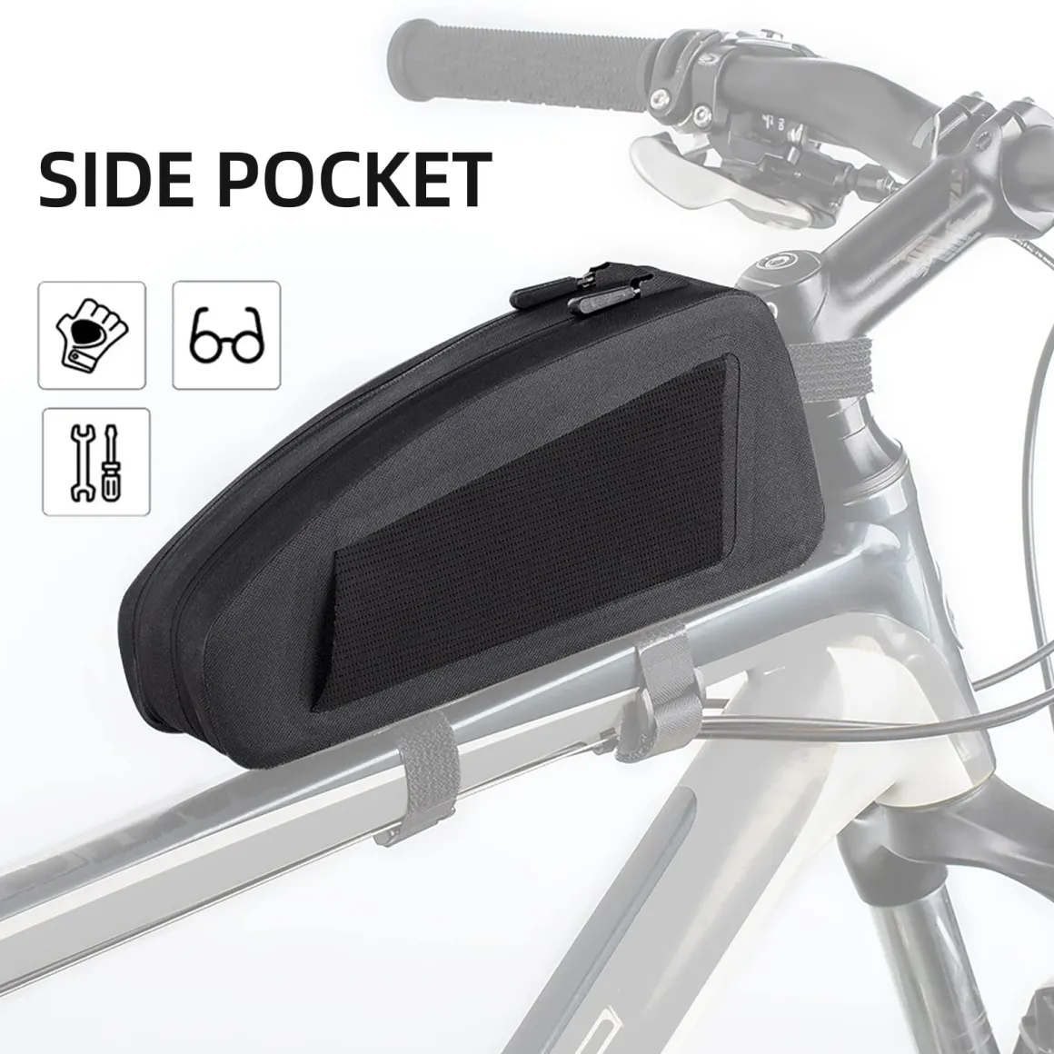 ROCKBROS Bike Bag Top Tube Bike Frame Bag Waterproof Two Zipper Pockets