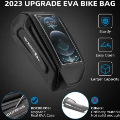 ROCKBROS Bike Bag Under 6.8” Bicycle Accessories Pouch, EVA Waterproof