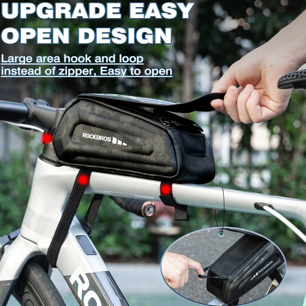 ROCKBROS Bike Bag Under 6.8” Bicycle Accessories Pouch, EVA Waterproof