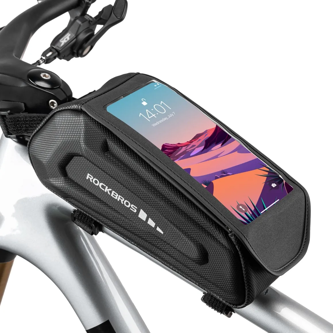 ROCKBROS Bike Bag Under 6.8” Bicycle Accessories Pouch, EVA Waterproof