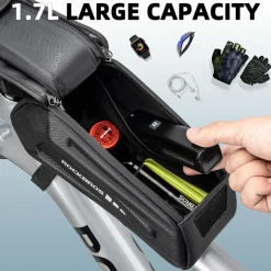 ROCKBROS Bike Bag Under 6.8” Bicycle Accessories Pouch, EVA Waterproof