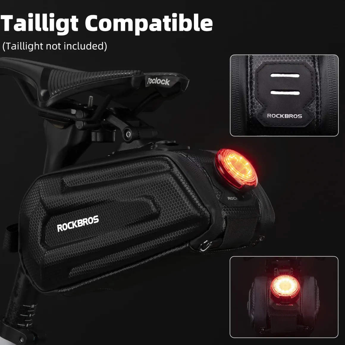 ROCKBROS Bike Bicycle 1.7L Saddle Seat Bag 3D Hard Shell with Silver Reflective Strip