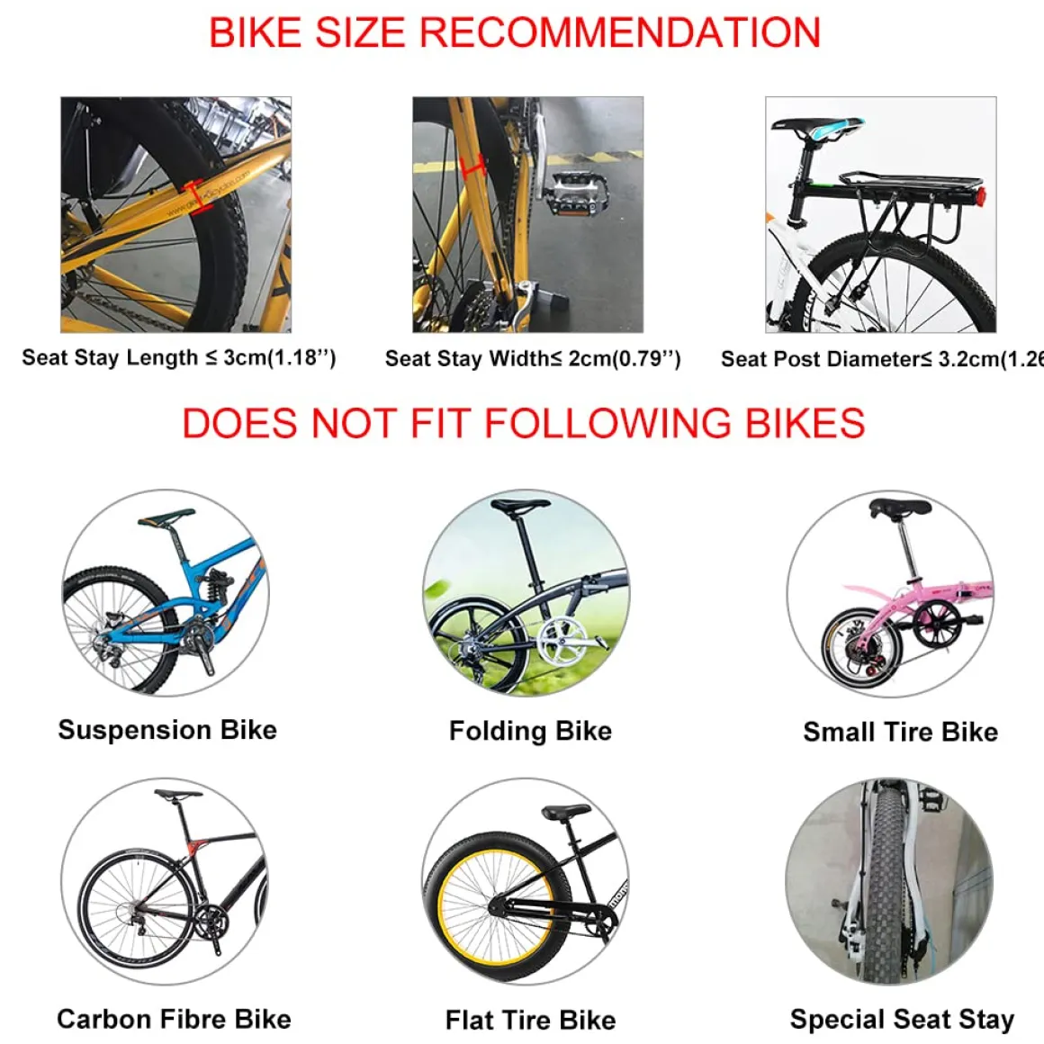 ROCKBROS Bike Cargo Rack Quick Release 110-165 lbs Capacity Universal Fit