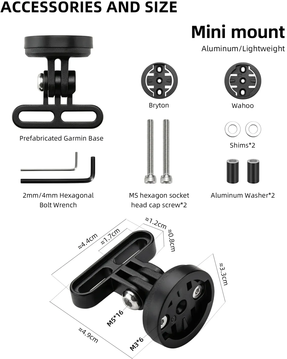ROCKBROS Bike Computer Mount Out-Front Aluminum Integrated Bicycle Cycling Computer Mount