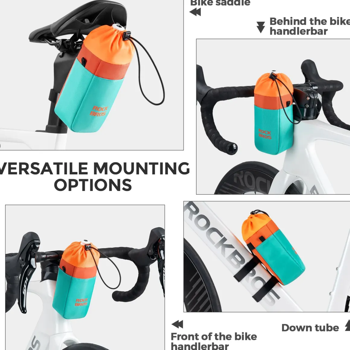ROCKBROS Bike Cup Holder - Water Bottle Holder Bag with Pocket