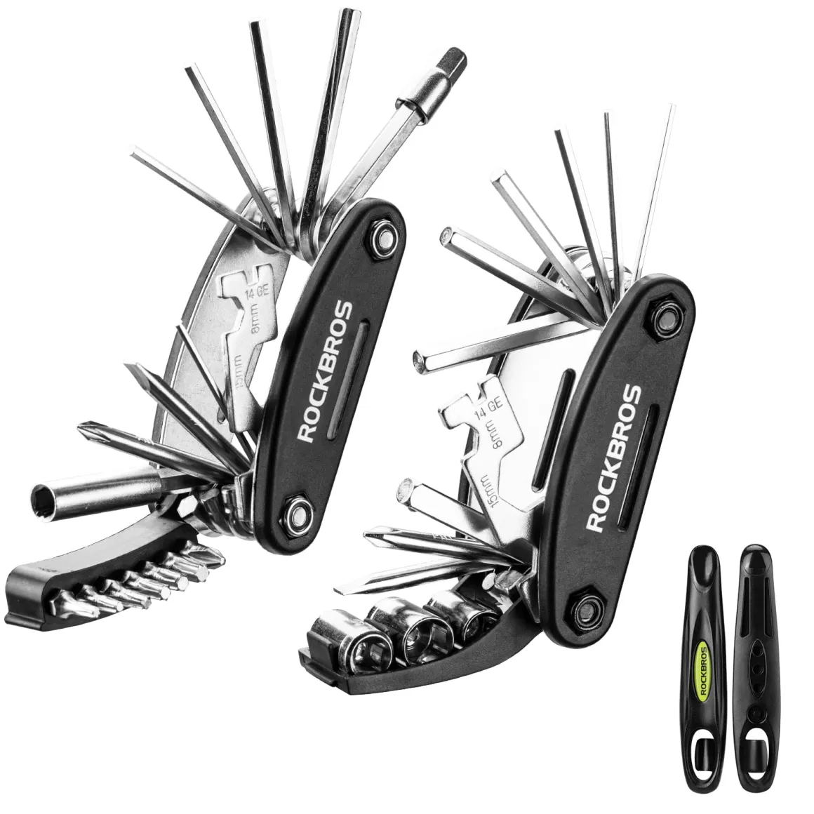 ROCKBROS Bike Foldable Repair Kit 16-in-1 Multi-Function Portable Allen Wrench and Tire Lever