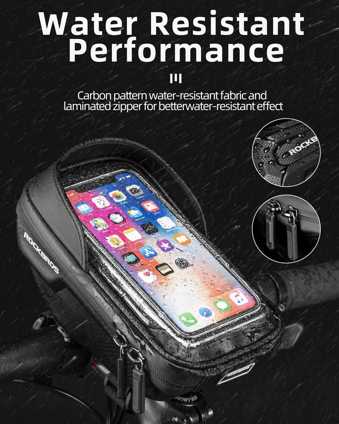 ROCKBROS Bike Front Frame HandlebarWaterproof Bag below 6.5"