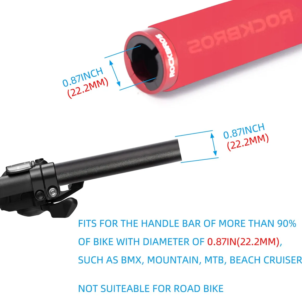 ROCKBROS Bike Grips Foam Single Lock on Bicycle Soft Comfortable Non-Slip Bike Handle Grips
