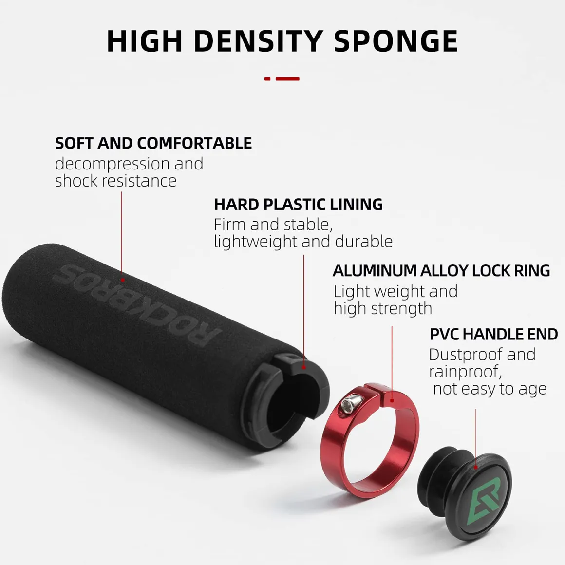 ROCKBROS Bike Grips Foam Single Lock on Bicycle Soft Comfortable Non-Slip Bike Handle Grips