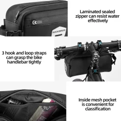 ROCKBROS Bike Handlebar Front Frame Bag with Removable Shoulder Strap for Cycling