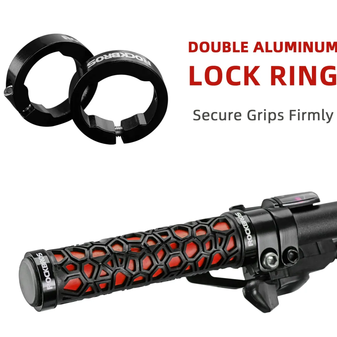 ROCKBROS Bike Handlebar Grips Double Lock-on Non-Slip Grips for MTB, BMX 22.2mm