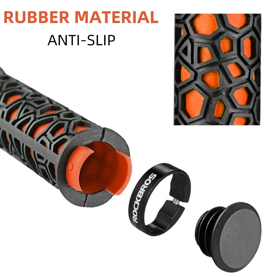 ROCKBROS Bike Handlebar Grips Double Lock-on Non-Slip Grips for MTB, BMX 22.2mm