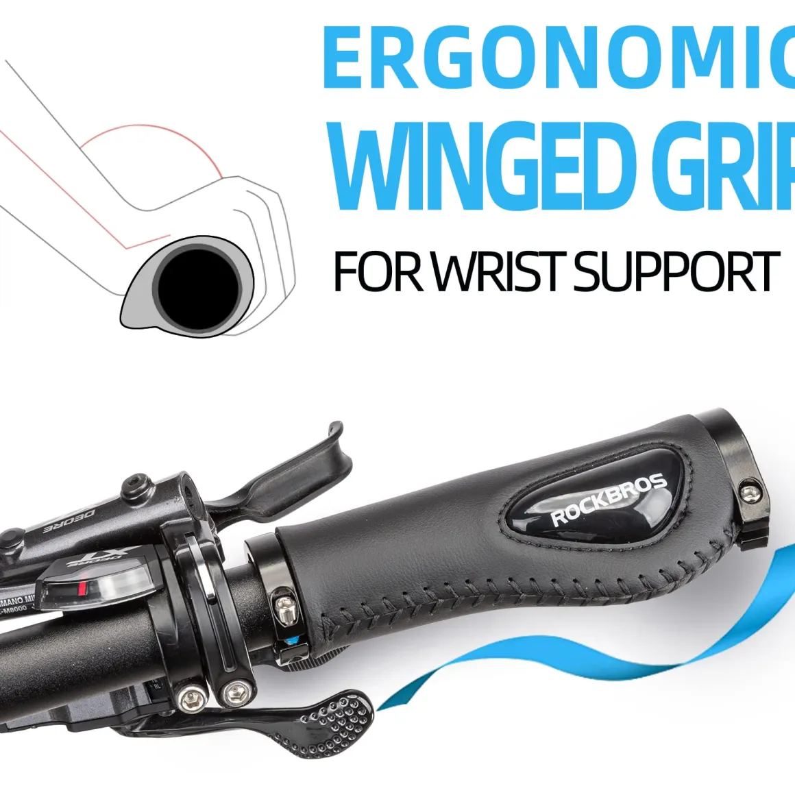 ROCKBROS Bike Handle Grips Ergonomics Design Soft Gel Dual Lock