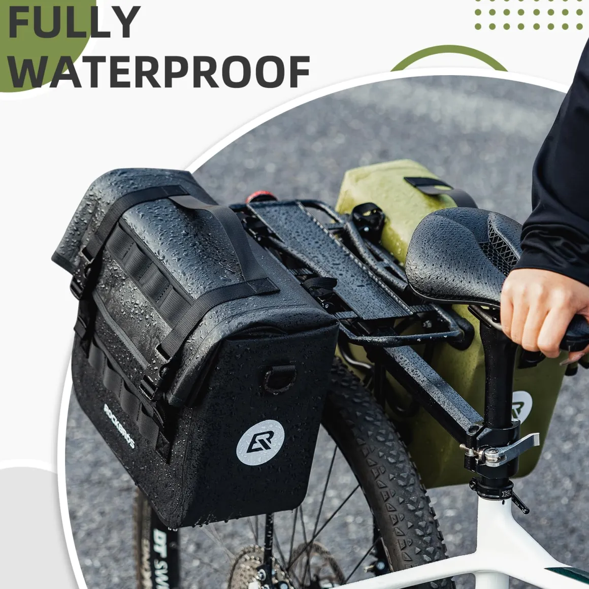 ROCKBROS Bike Panniers 15L Waterproof Bike Rack Bag for Cycling Commuting