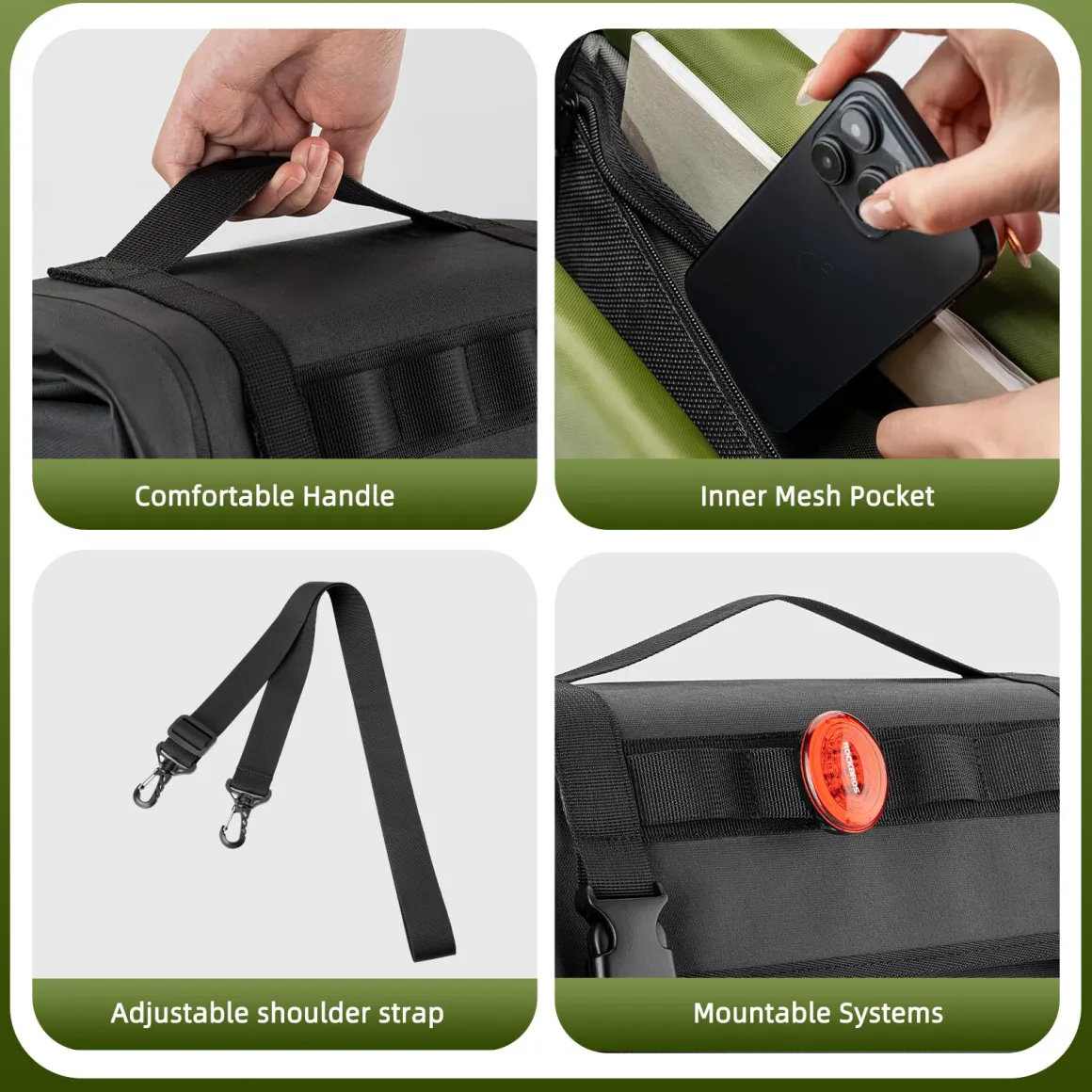 ROCKBROS Bike Panniers 15L Waterproof Bike Rack Bag for Cycling Commuting