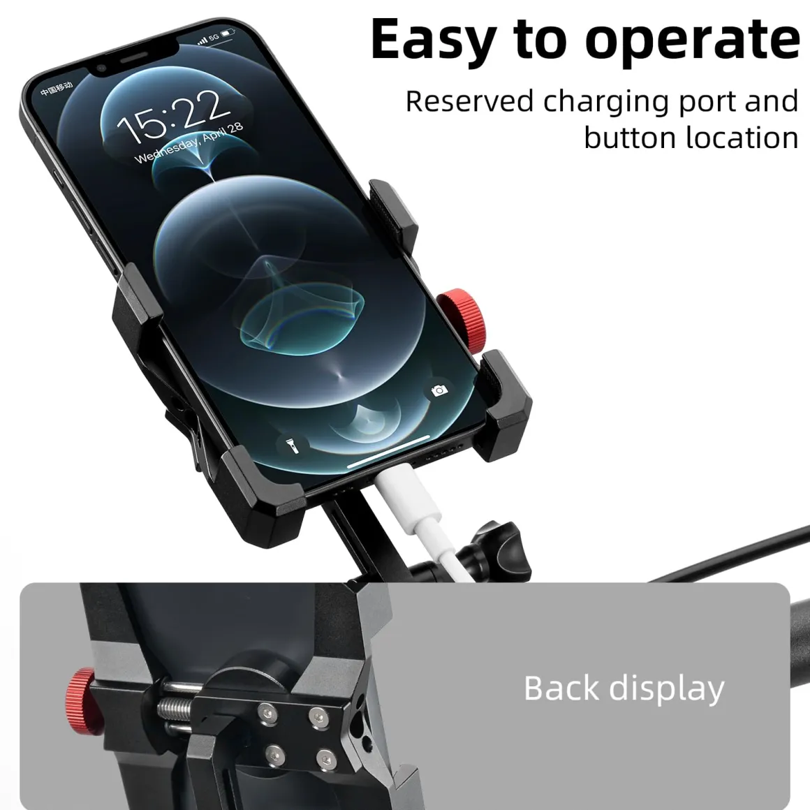 ROCKBROS Bike Phone Holder, Aluminum Handlebar Mount for 4.7-7.1" Phones