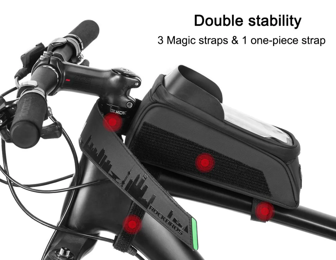 ROCKBROS Bike Phone Mount Bag Waterproof Bike Phone Front Frame Bag under 5.8"/ 6.5"