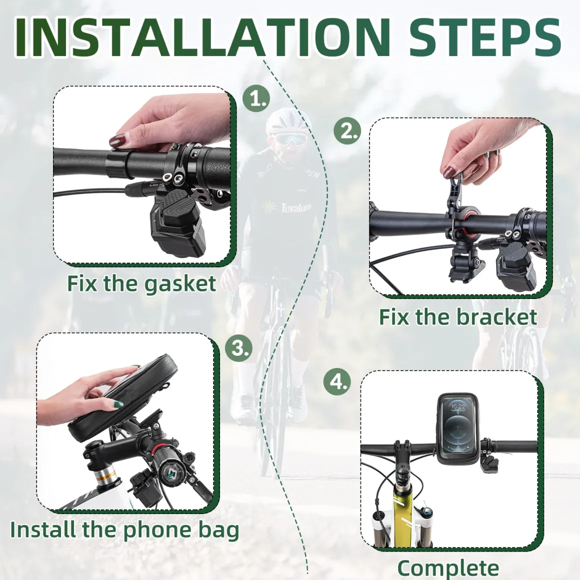 ROCKBROS Bike Phone Mount Bag 270°Rotatable Quick Release Bike Phone Holder Handlebar Bag