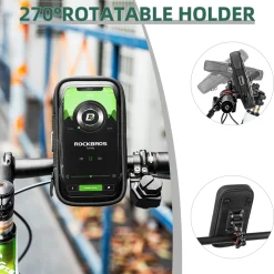 ROCKBROS Bike Phone Mount Bag 270°Rotatable Quick Release Bike Phone Holder Handlebar Bag