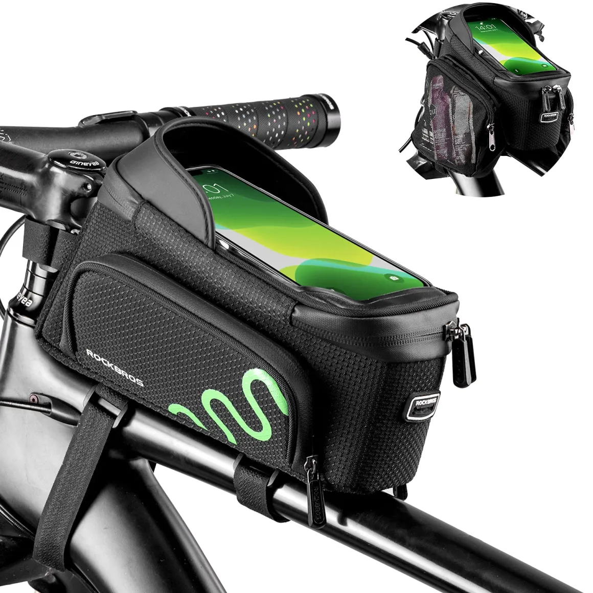 ROCKBROS Bike Phone Mount Frame Bag Bike Bicycle Phone Holder with Side Bags
