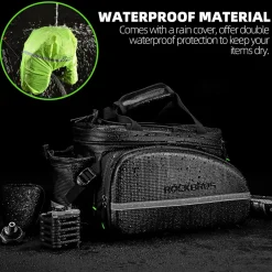 ROCKBROS Bike Rack Bag Waterproof Carbon Leather Rear Seat Cargo Pack 34L