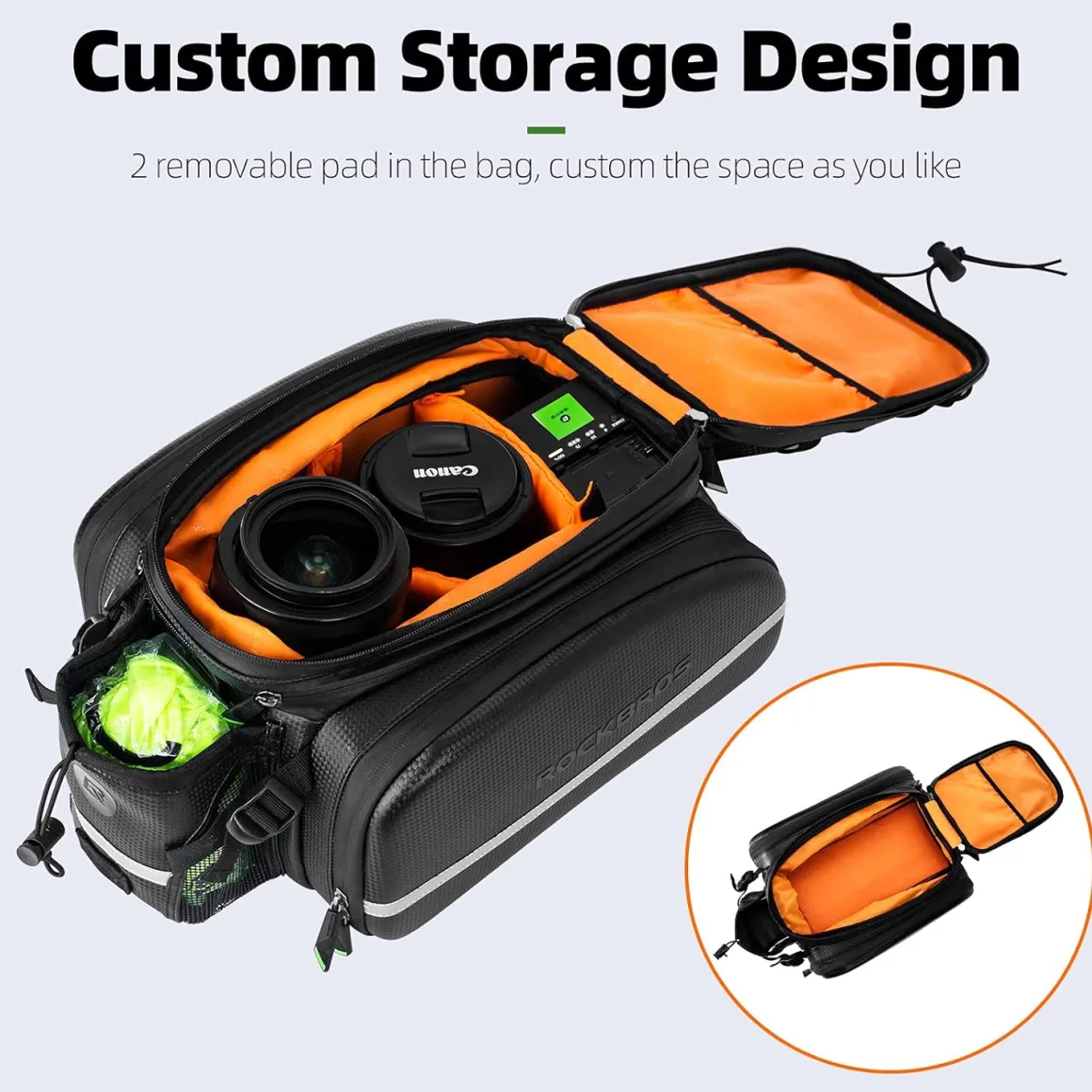 ROCKBROS Bike Rack Bag Waterproof Carbon Leather Rear Seat Cargo Pack 34L
