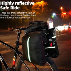 ROCKBROS Bike Rack Bag Waterproof Carbon Leather Rear Seat Cargo Pack 34L