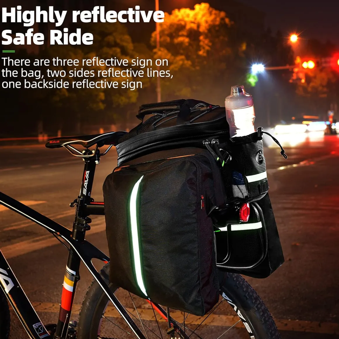 ROCKBROS Bike Rack Bag Waterproof Carbon Leather Rear Seat Cargo Pack 34L