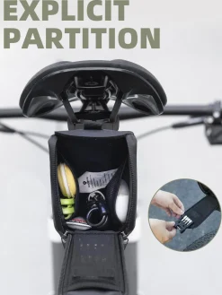 ROCKBROS Bike Saddle Bag, Bike Seat Bag With Bucket Quick Release 0.8-1.3L