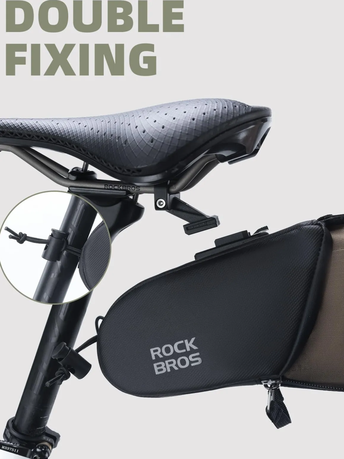 ROCKBROS Bike Saddle Bag, Bike Seat Bag With Bucket Quick Release 0.8-1.3L