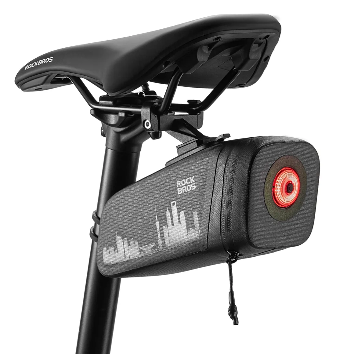ROCKBROS Bike Saddle Bag Waterproof with Brake Sensor Tail Light