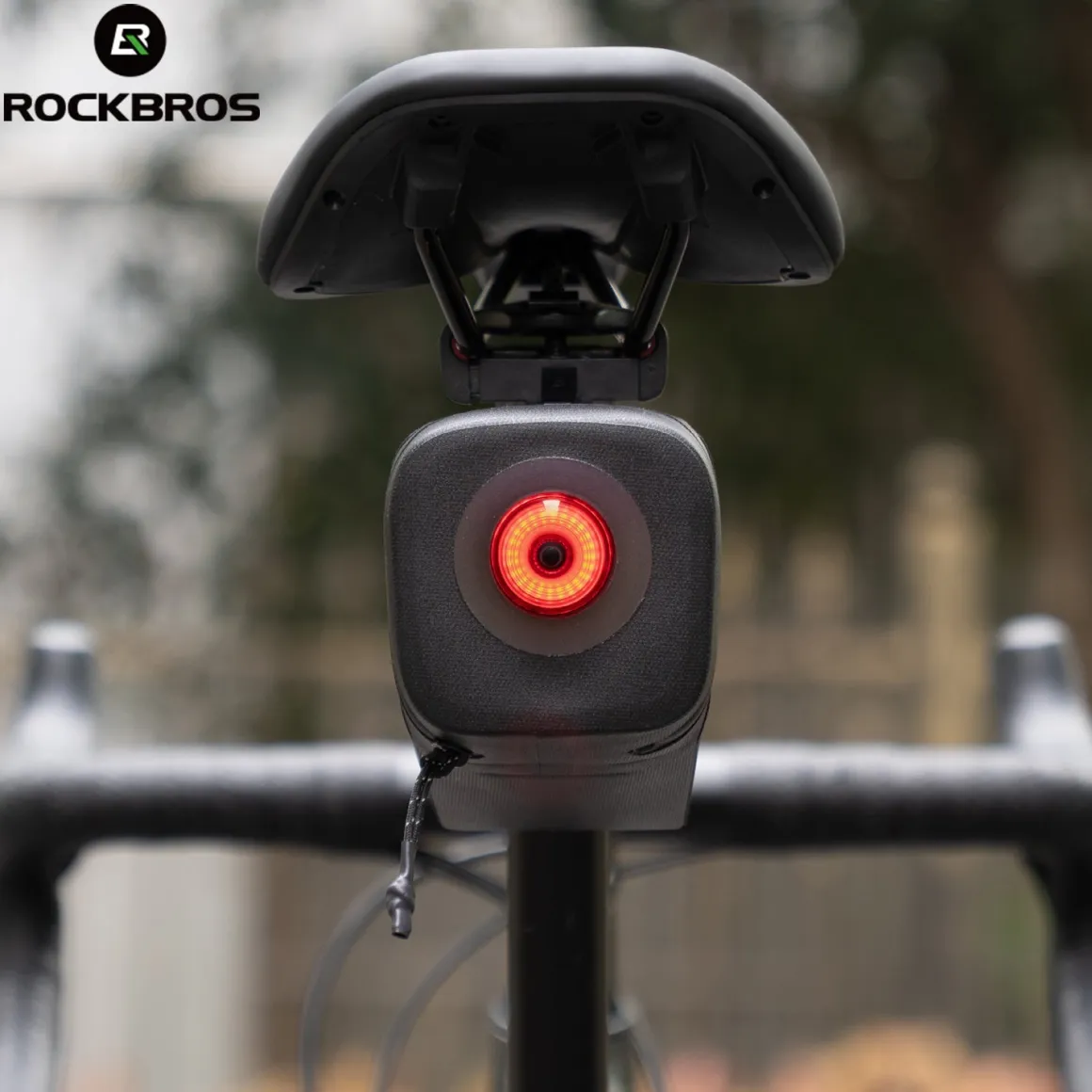 ROCKBROS Bike Saddle Bag Waterproof with Brake Sensor Tail Light