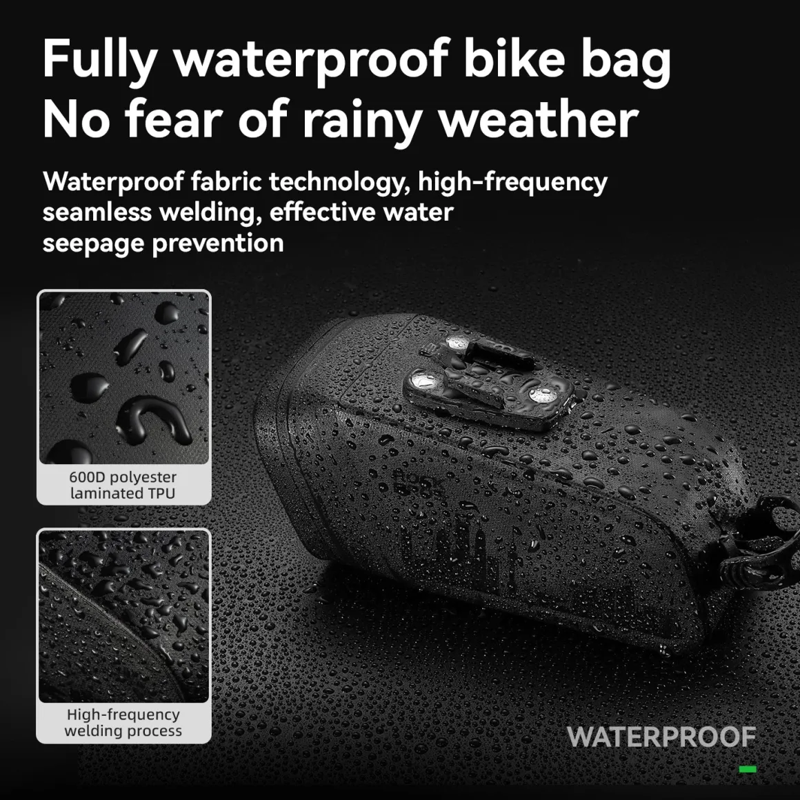 ROCKBROS Bike Saddle Bag Waterproof with Brake Sensor Tail Light