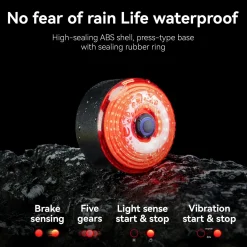 ROCKBROS Bike Saddle Bag Waterproof with Brake Sensor Tail Light