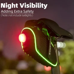 ROCKBROS Bike Seat Bag with LED Light, Waterproof, 3D Shell, and Rain Cover