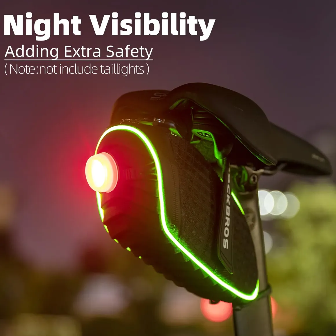 ROCKBROS Bike Seat Bag with LED Light, Waterproof, 3D Shell, and Rain Cover