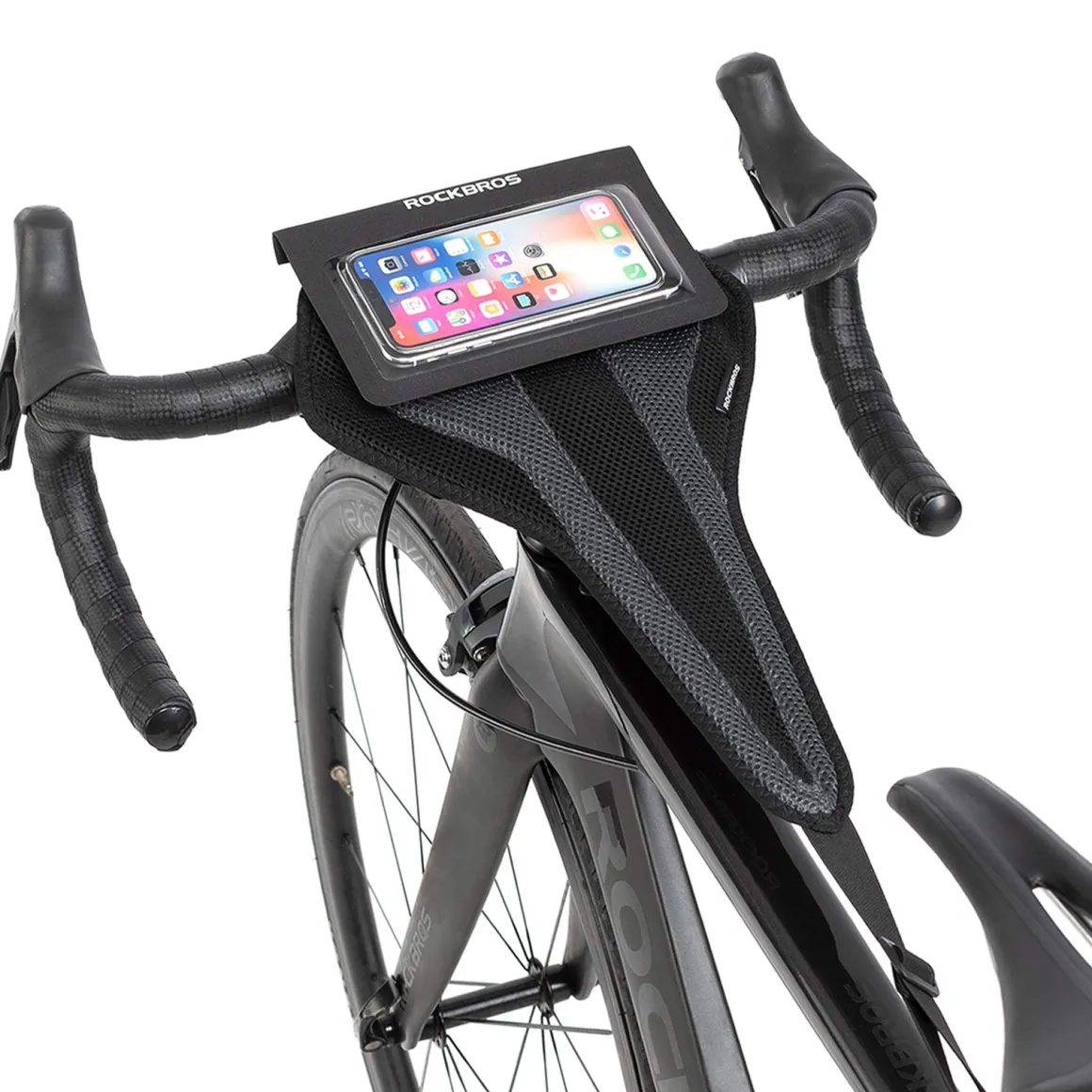 ROCKBROS Bike Sweat Guard Bicycle Trainer Sweat Net with Phone Pouch below 6.2’’