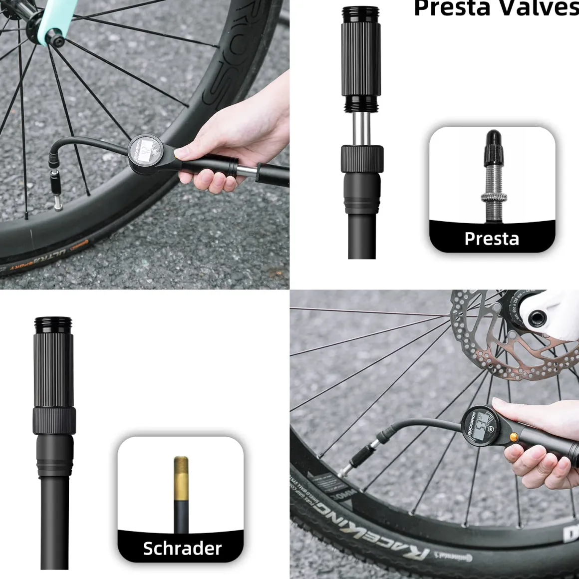 ROCKBROS Bike Tire Shock Mini Pump 320PSI High Pressure