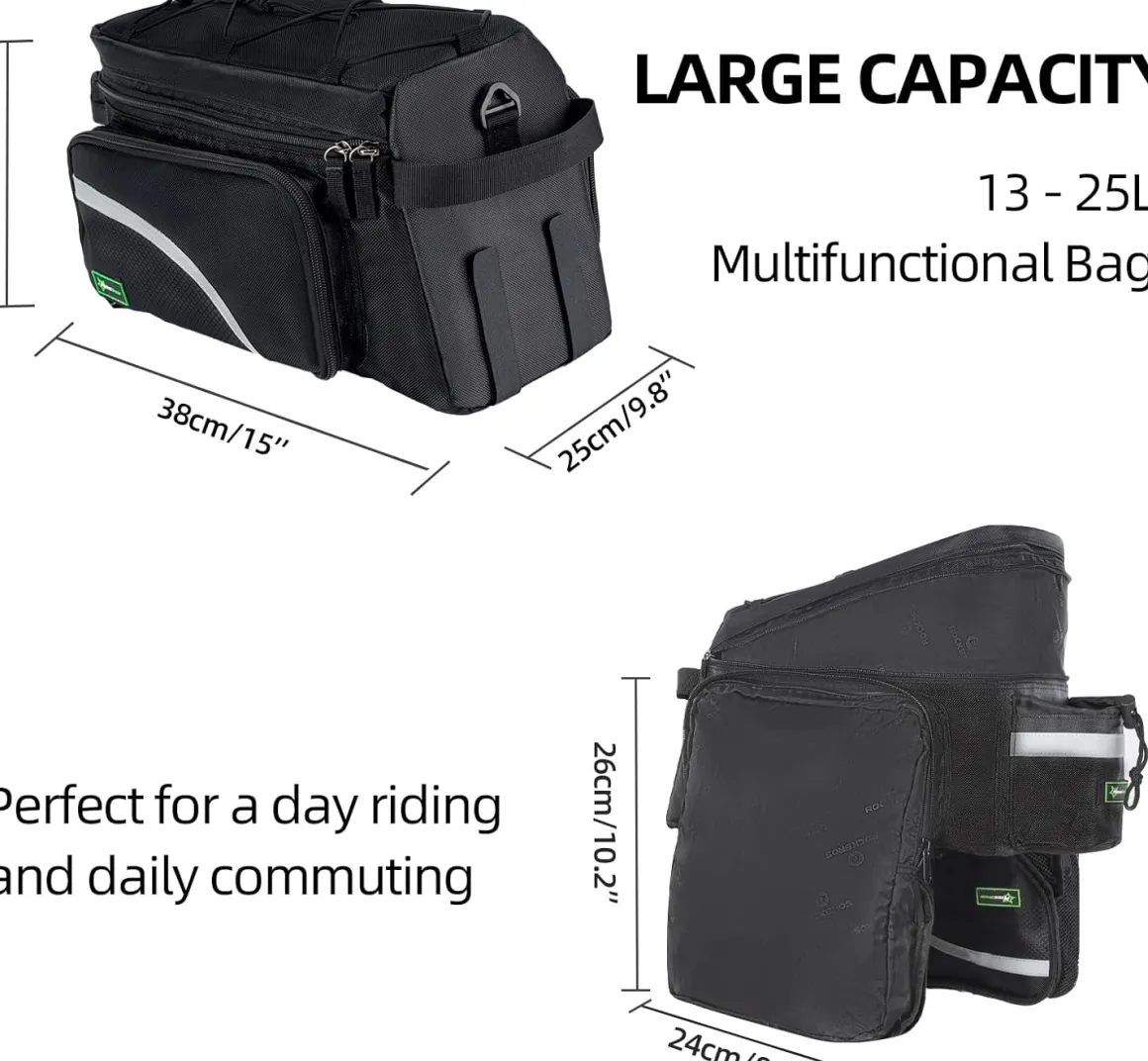 ROCKBROS Bike Trunk Bag 13L-25L Bike Rear Rack Bag