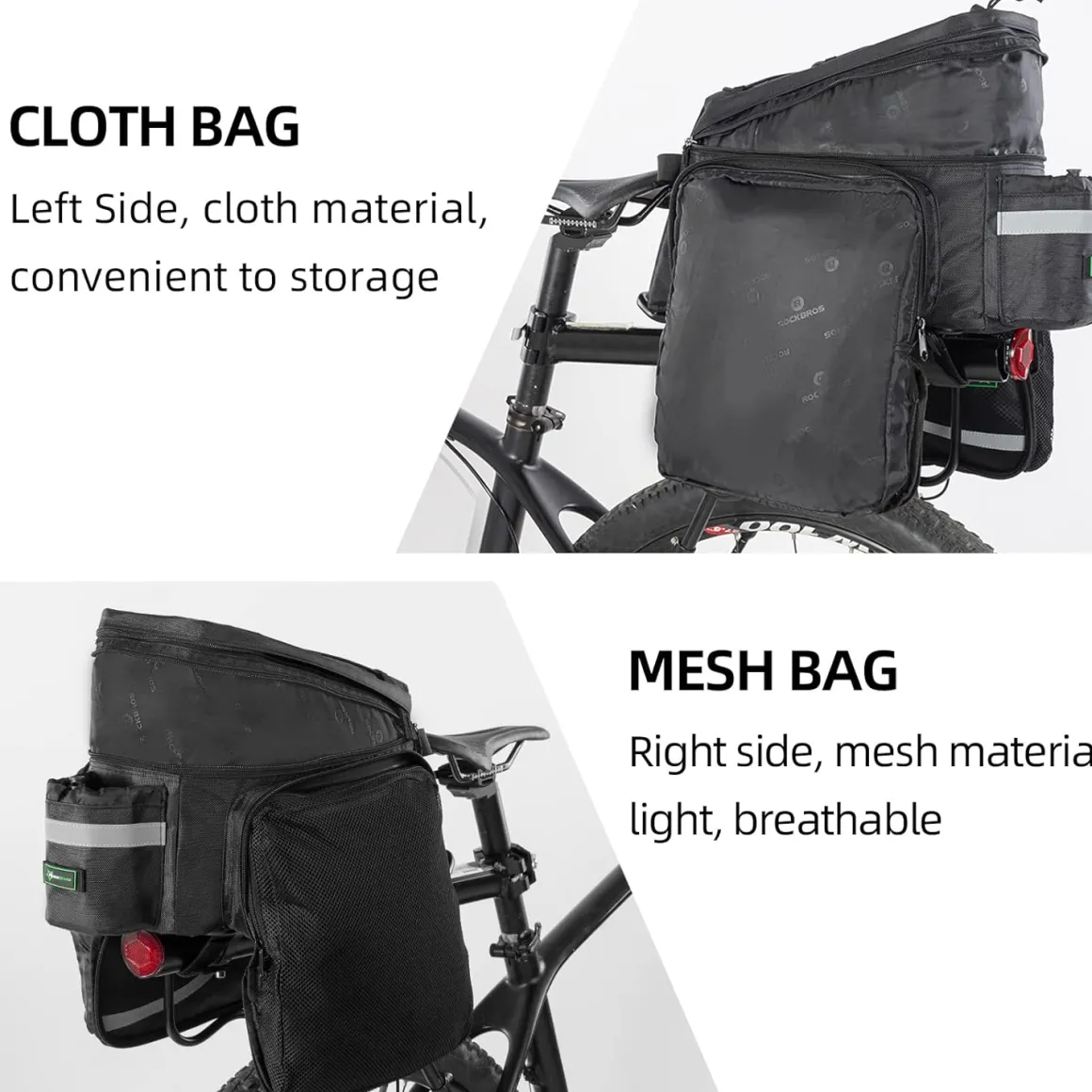 ROCKBROS Bike Trunk Bag 13L-25L Bike Rear Rack Bag