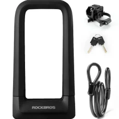 ROCKBROS Bike U Lock, Heavy Duty Anti Theft Bike U Lock with Cable Silicone Cover