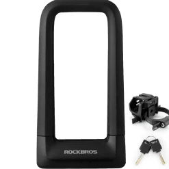 ROCKBROS Bike U Lock, Heavy Duty Anti Theft Bike U Lock with Cable Silicone Cover