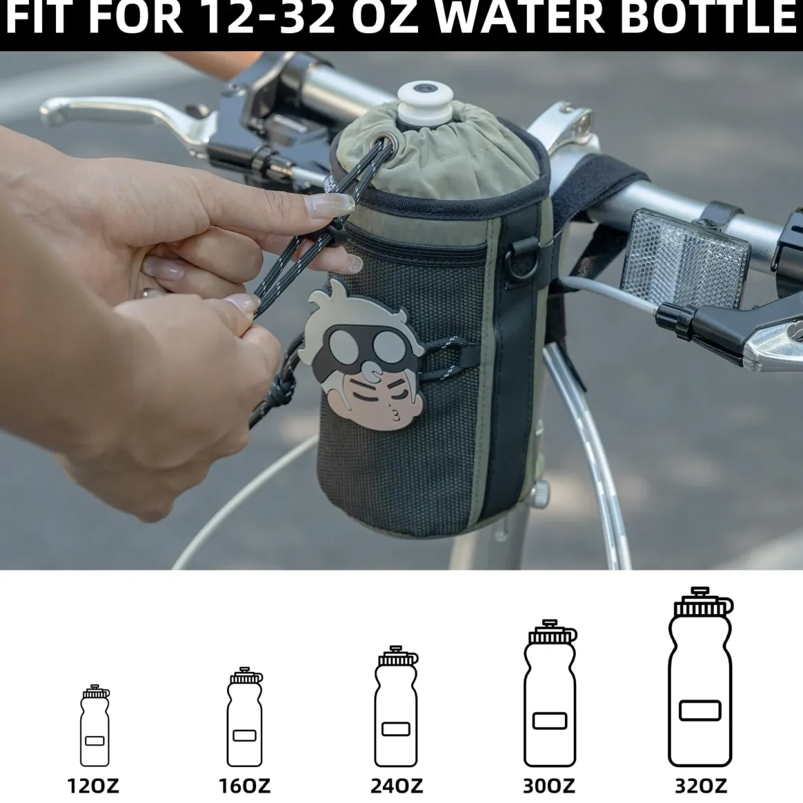 ROCKBROS Bike Water Bottle Holder with Mesh Pockets for Kids Adults