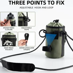 ROCKBROS Bike Water Bottle Holder with Mesh Pockets for Kids Adults