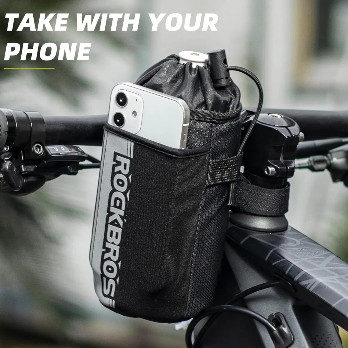 ROCKBROS Bike Water Bottle Holder Bag Handlebar Stem Bag
