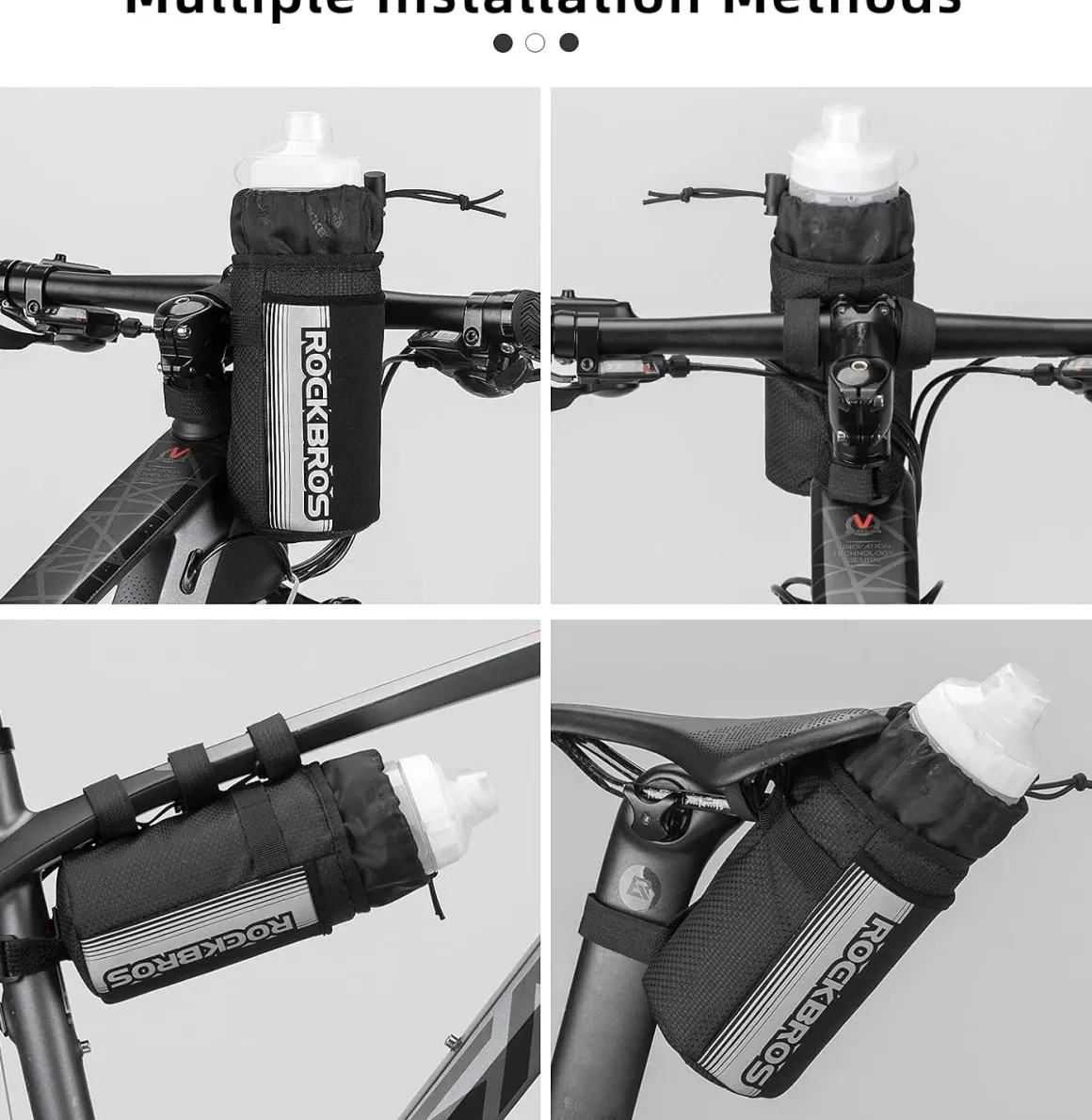 ROCKBROS Bike Water Bottle Holder Bag Handlebar Stem Bag