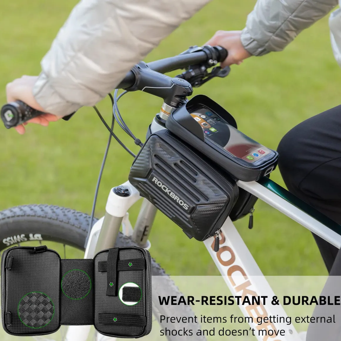 ROCKBROS Bike Waterproof Front Frame Pouch Top Tube Handlebar Bag Below 6.2”/5.8”