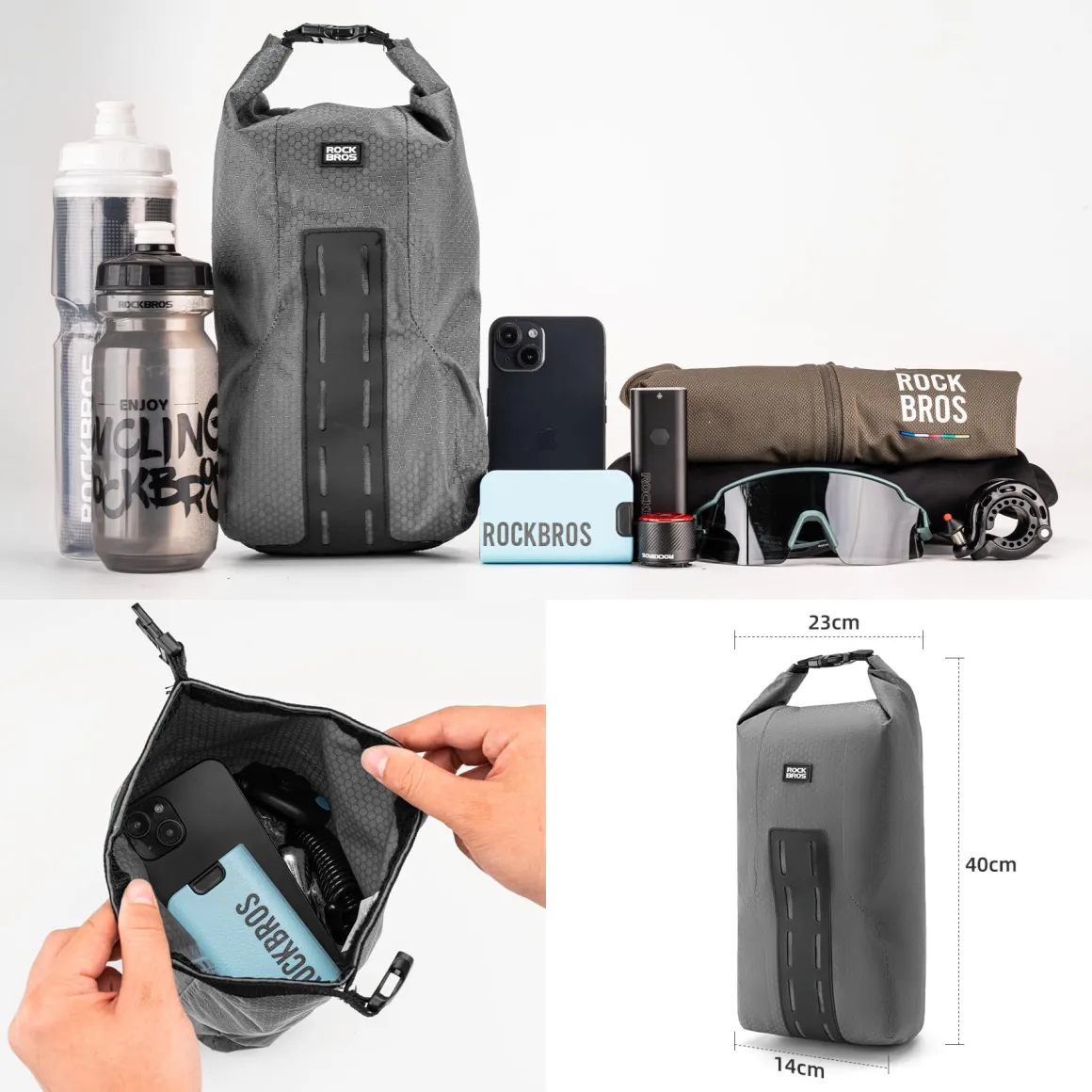 ROCKBROS Bike Waterproof 4L Front Fork Bag with Bike Rack