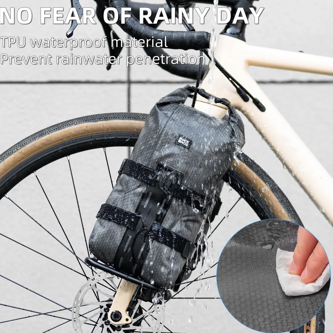 ROCKBROS Bike Waterproof 4L Front Fork Bag with Bike Rack